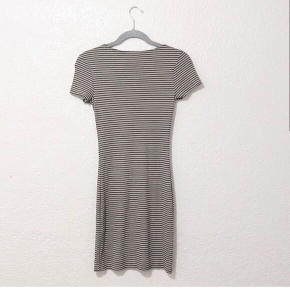 Hearts and Hips brown and tan button up striped dress size small - Picture 2 of 16